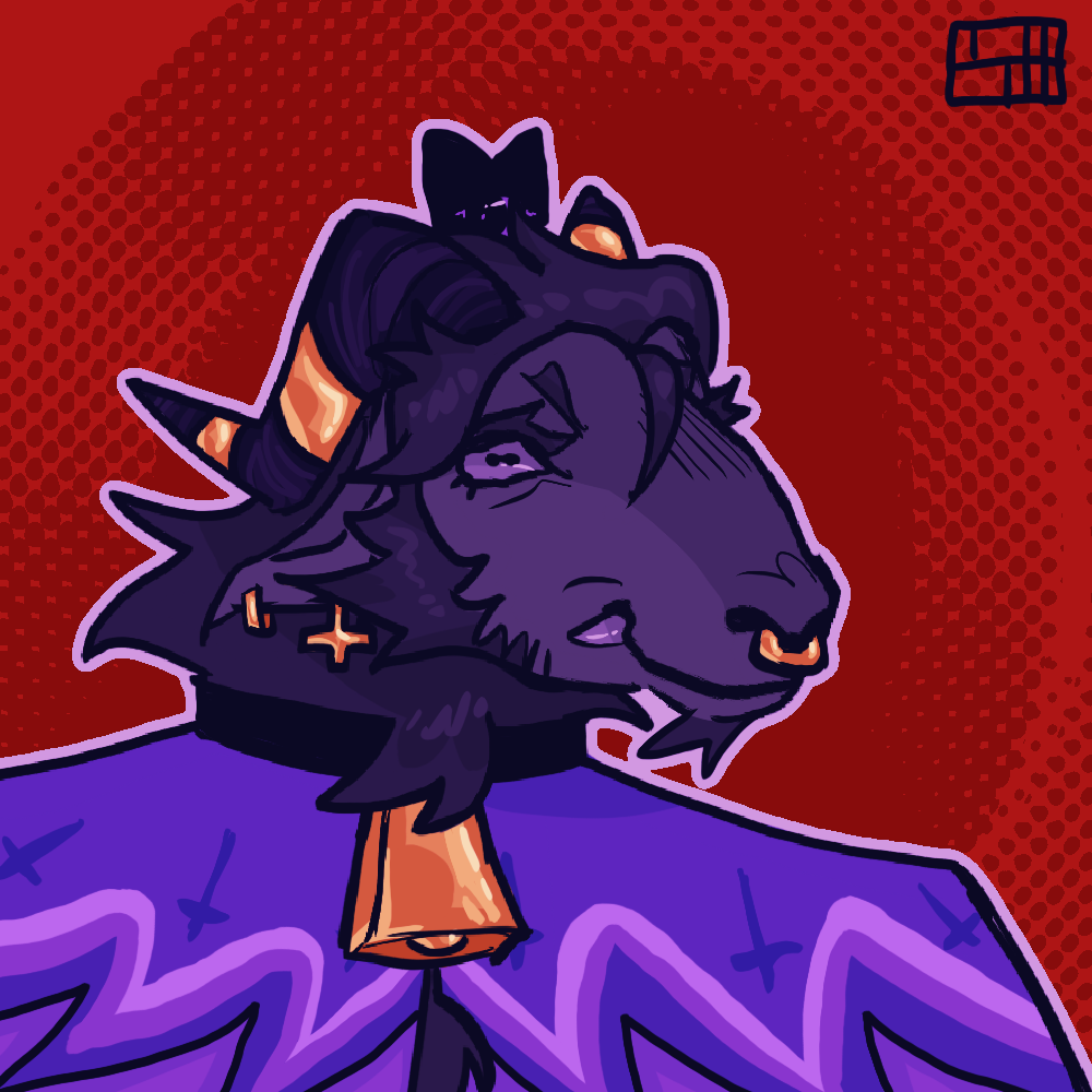 Humorous character portrait of The Goat.