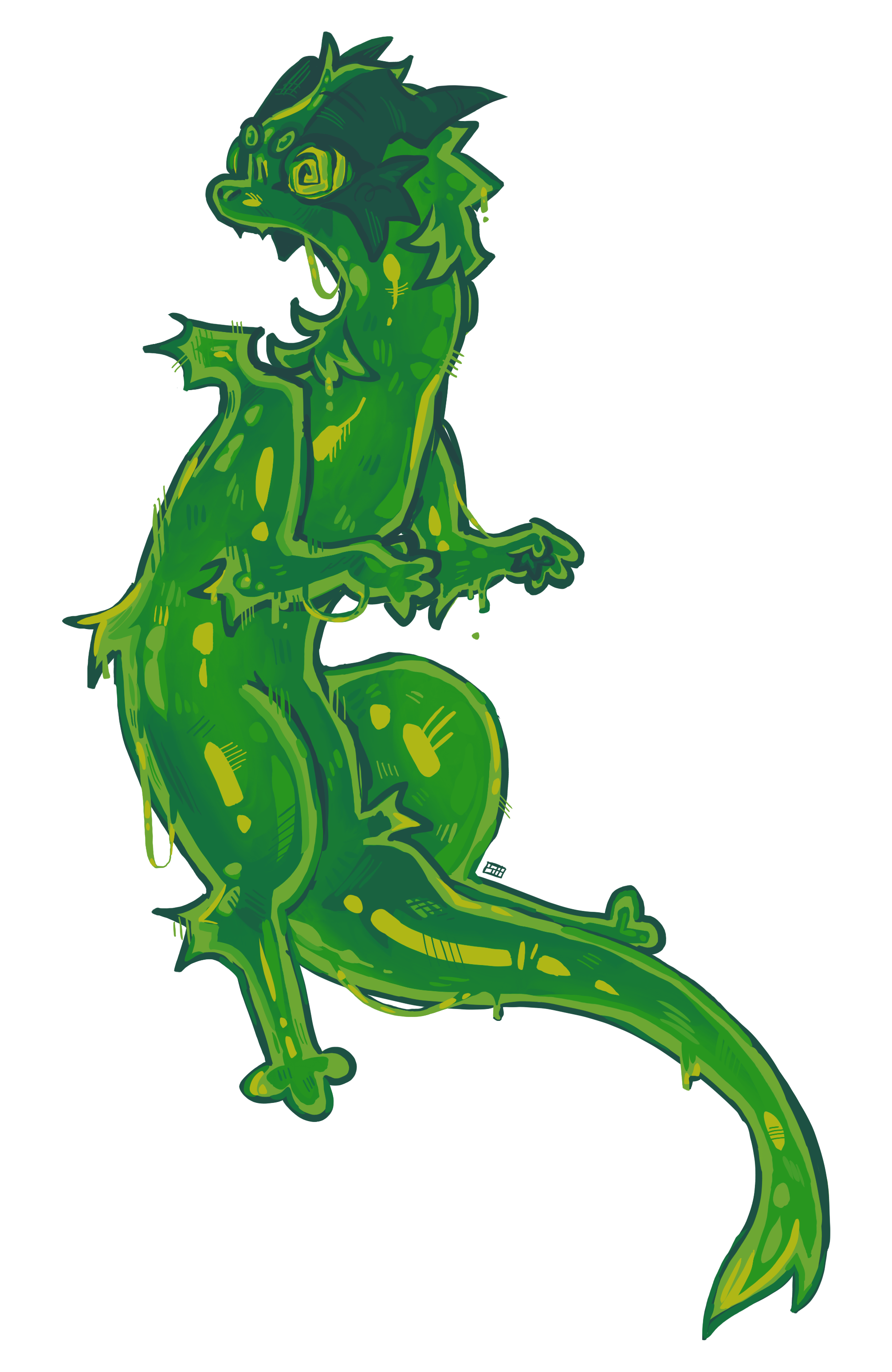 Rendered artwork featuring a green goo dragon.